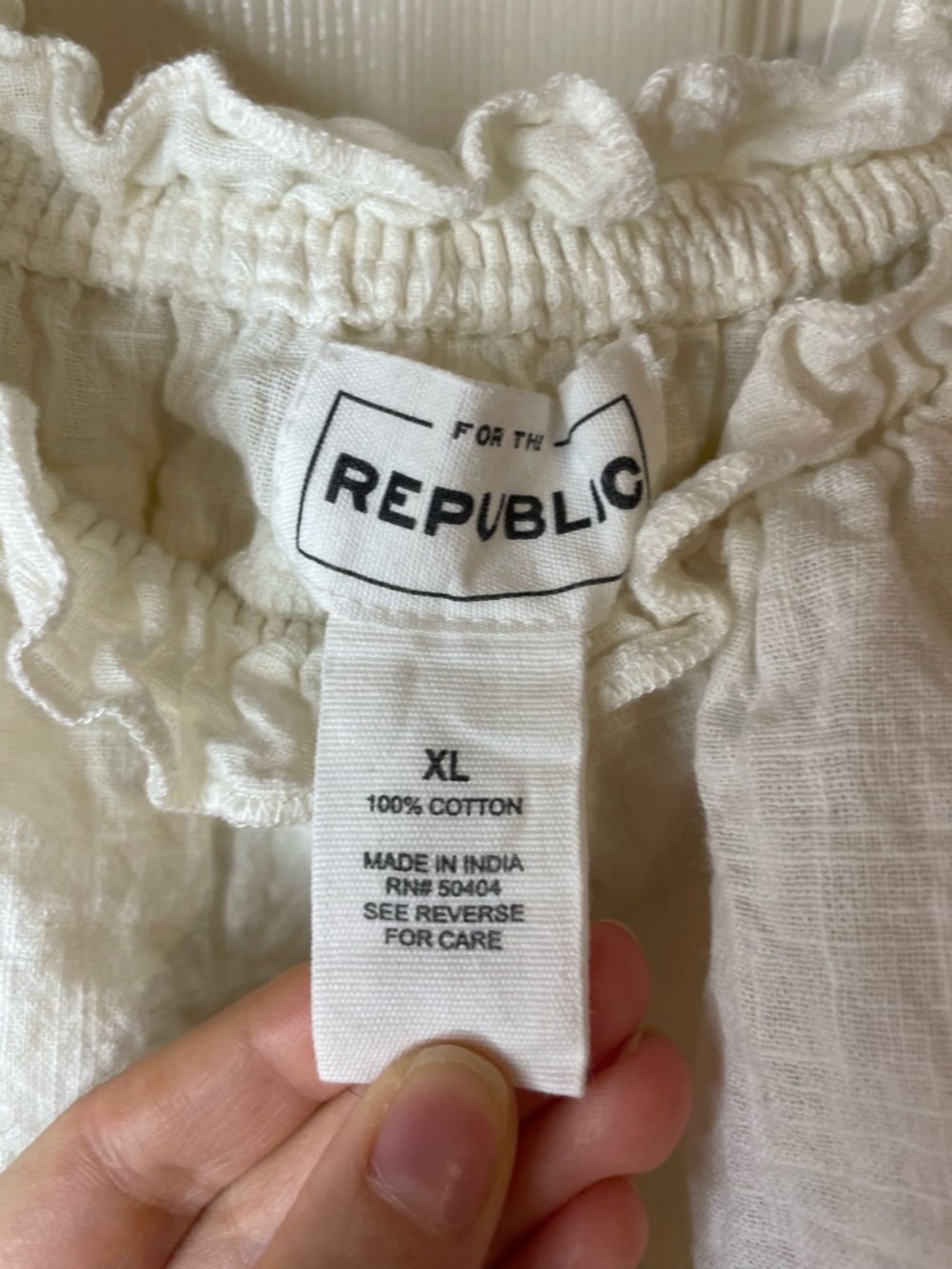 For the Republic Tiered Off the Shoulder Cotton Blouse Boho Cottagecore Size XL - Picture 7 of 8